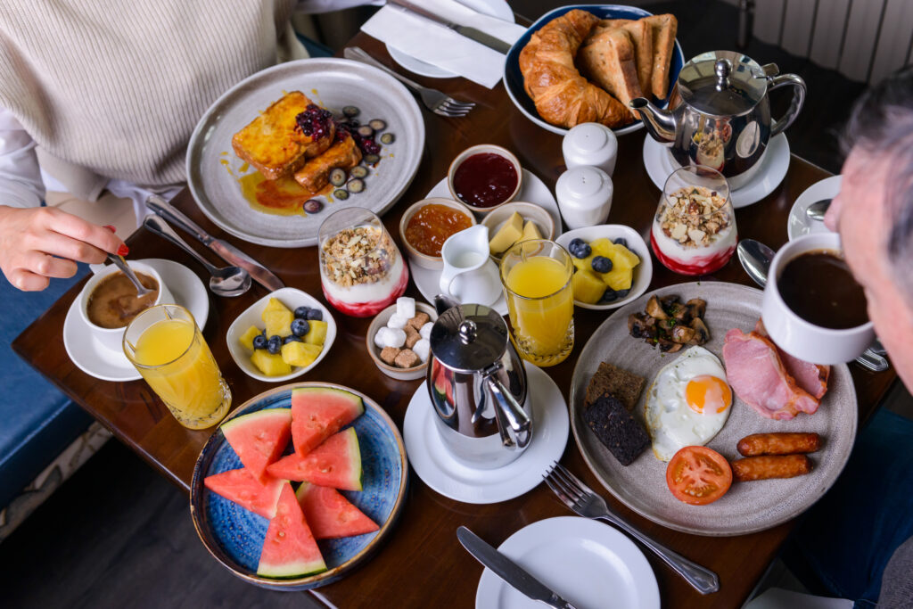 Breakfast food served at Meadowlands Hotel