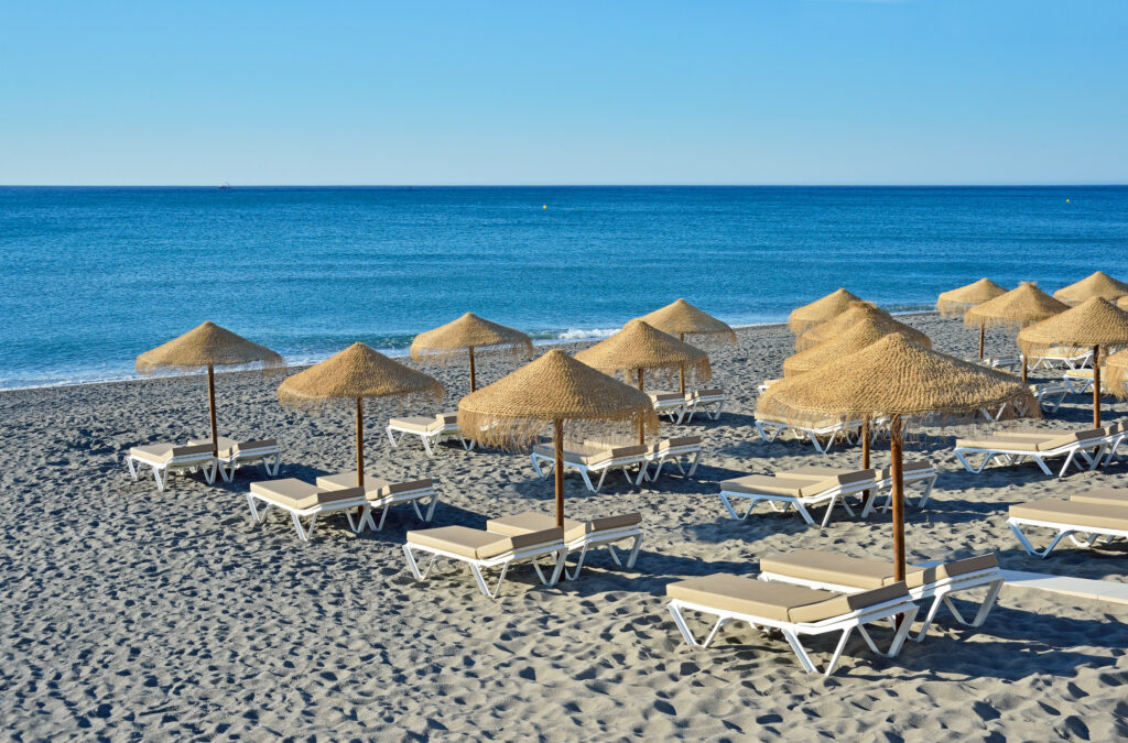 Beach with sun loungers at Melia Costa Del Sol