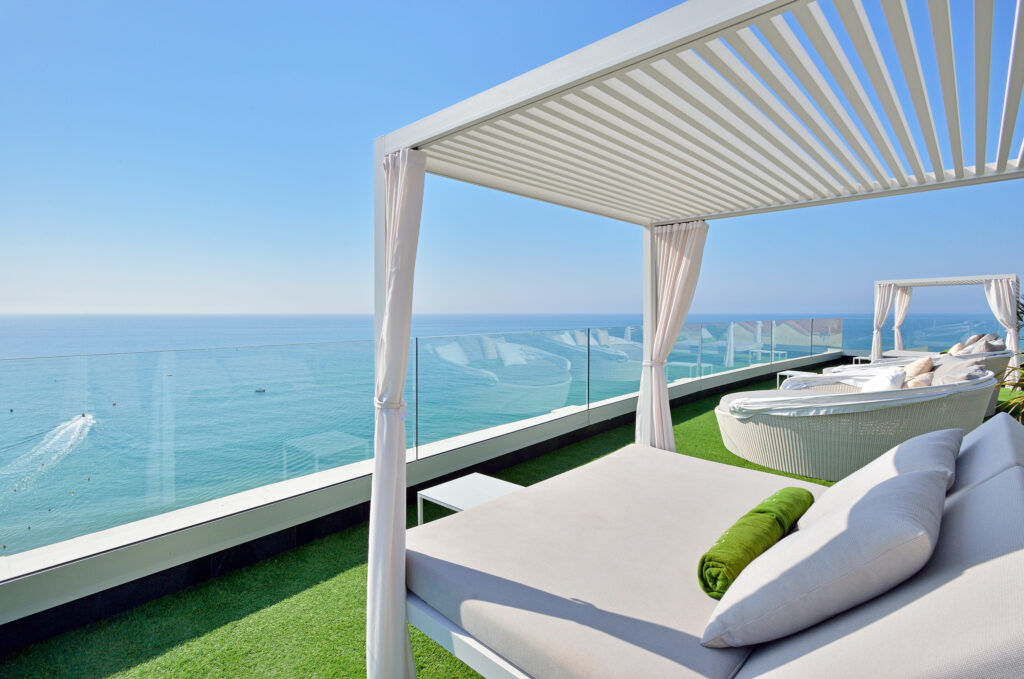 Sun beds with ocean view at Melia Costa Del Sol