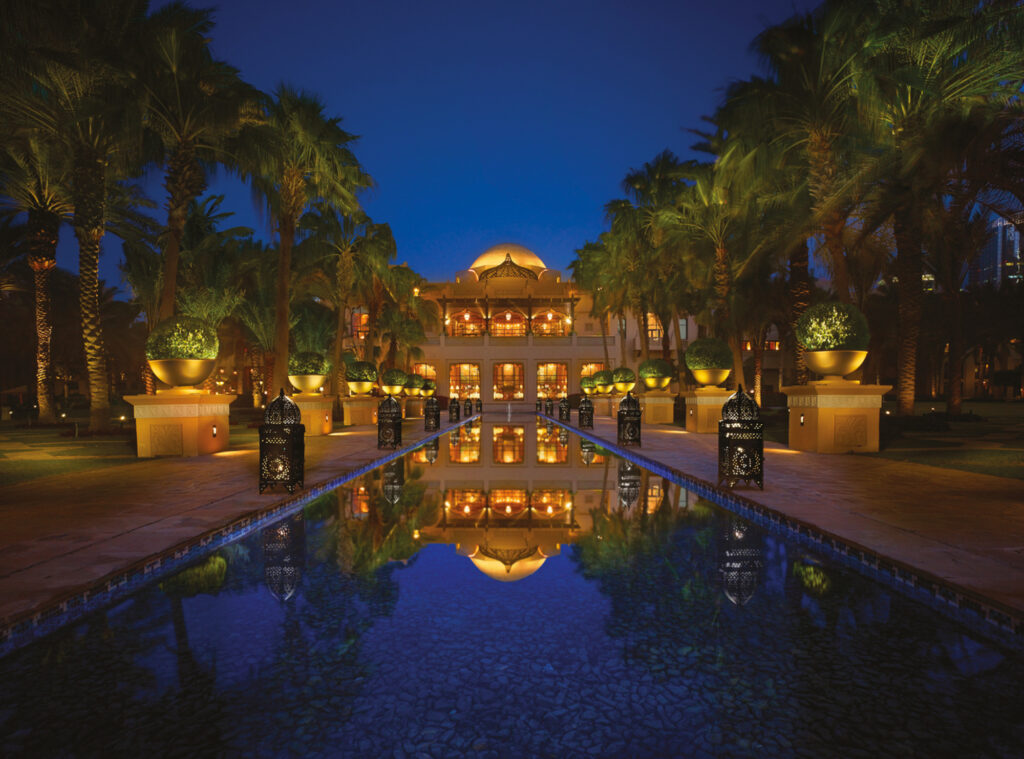 Exterior of One & Only Royal Mirage Dubai Jumeirah at night