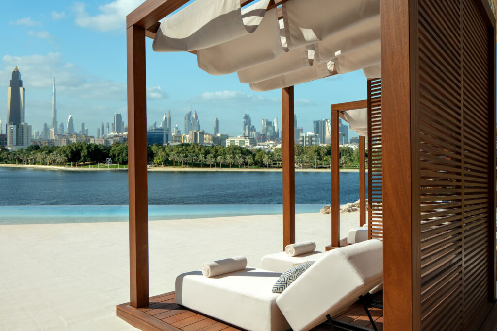 Loungers on beach at Park Hyatt Dubai