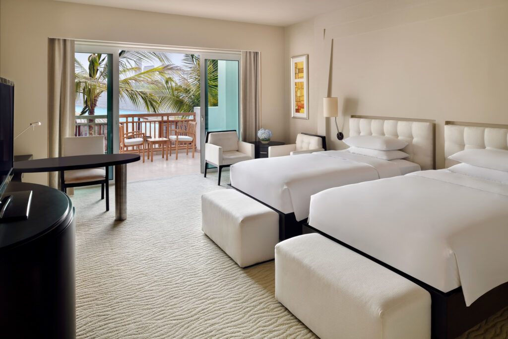 Twin bed accommodation at Park Hyatt Dubai with balcony