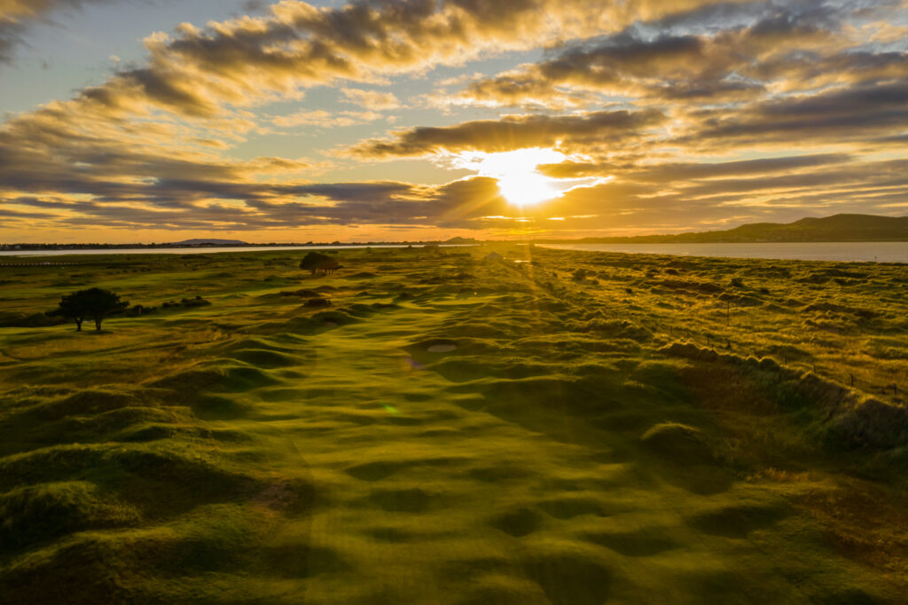 Fairway with the sun shining down at Royal Dublin Golf Club