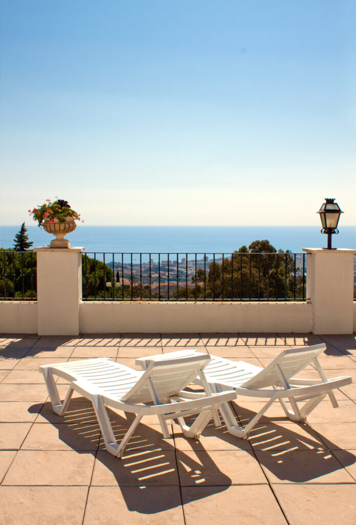 Sun loungers on balcony at Hotel TRH Mijas