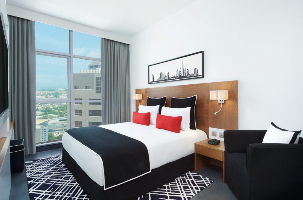 Double bed accommodation at TRYP by Wyndham Dubai