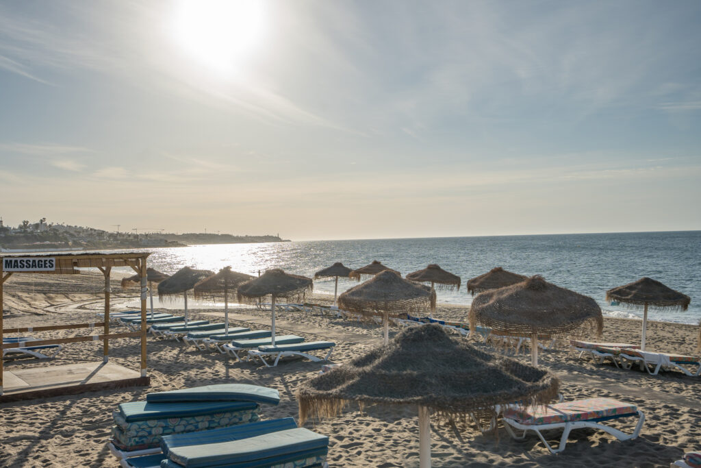 Beach loungers at Vik Gran Hotel Costa del Sol