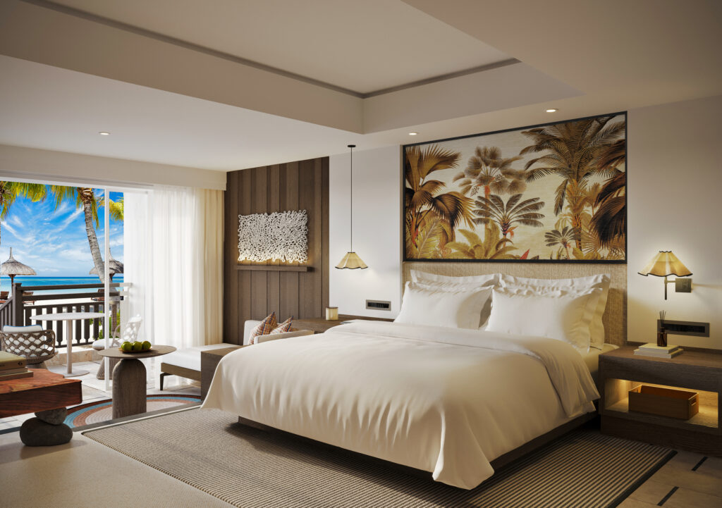 Double bed accommodation at Shangri-La Le Touessrok