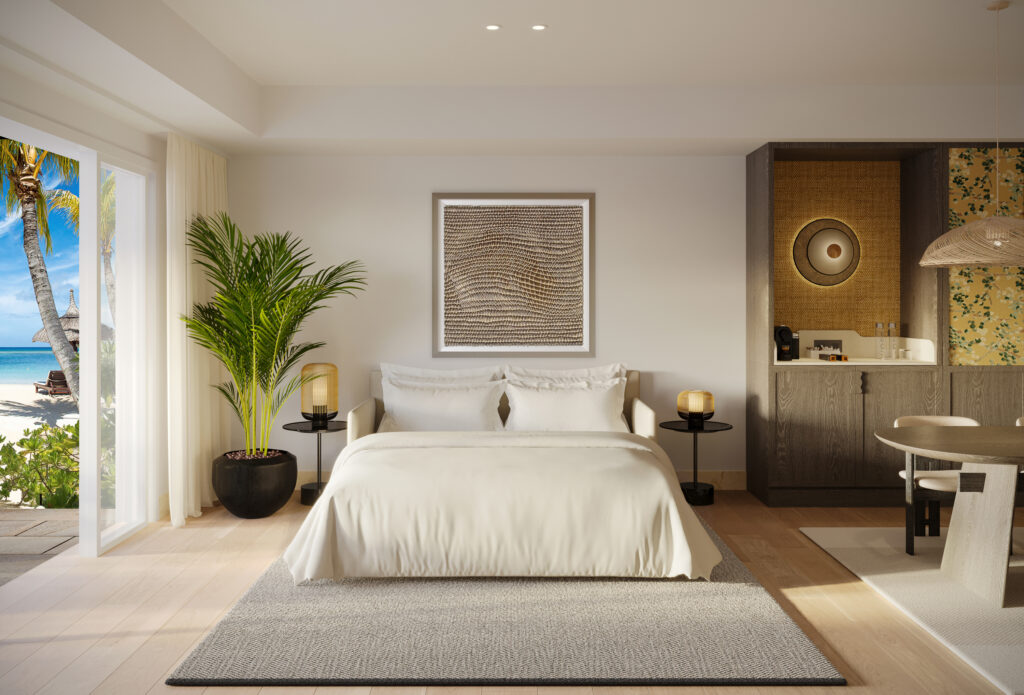 Double bed accommodation at Shangri-La Le Touessrok